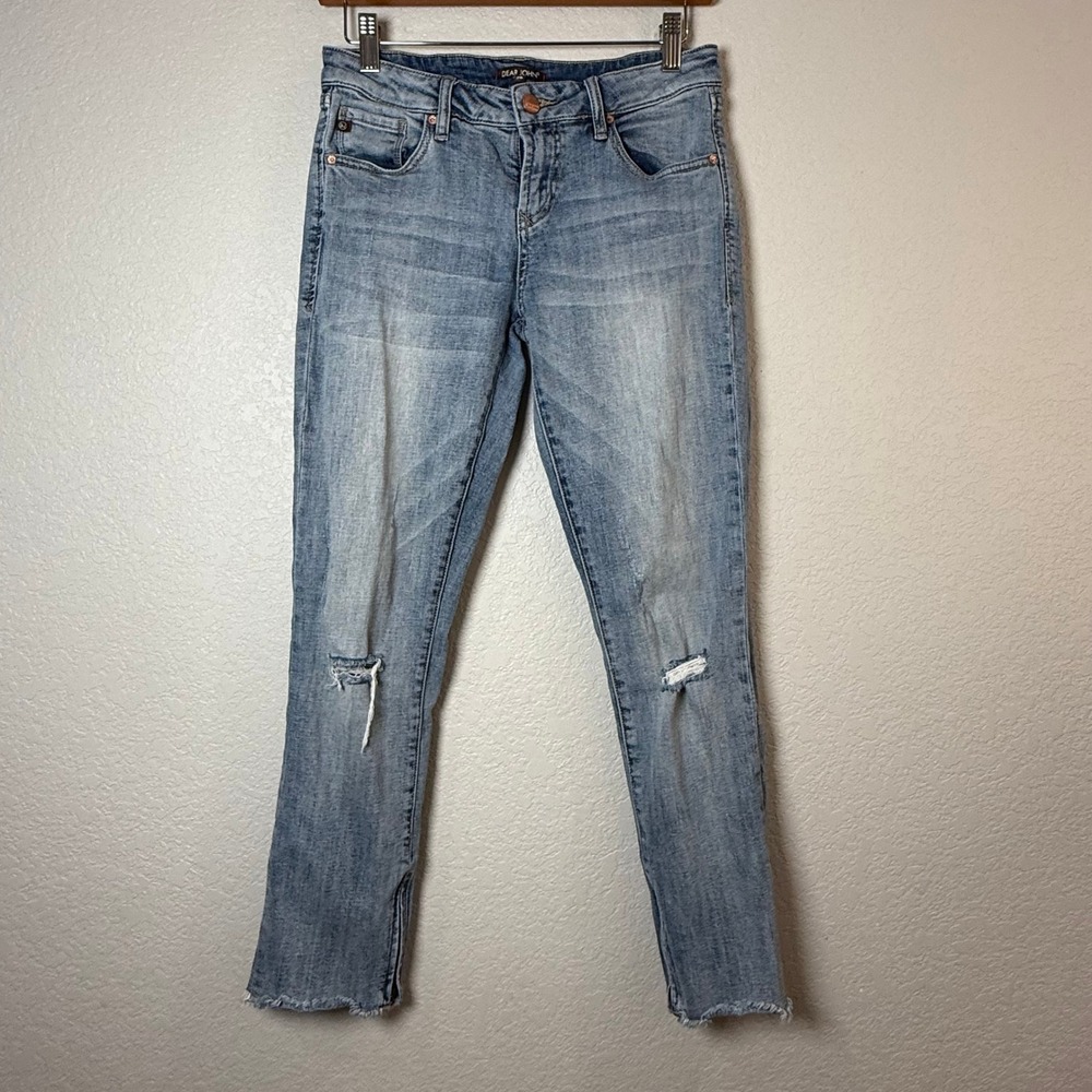Dear John American Classic Distressed Jeans Size 26 Raw Hem Zipper Ankle